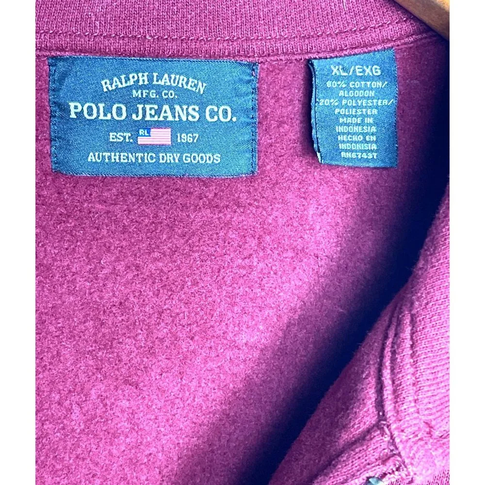 Vintage Polo Ralph Lauren Sweatshirt XL Red Crimson Varsity Track Embroidered - Picture 4 of 8